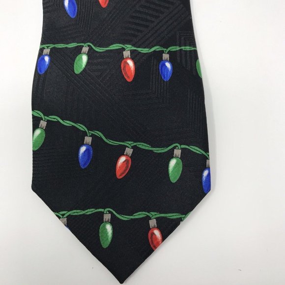 Daland Designs Christmas Holiday Tie Necktie Santa Strings of Lights - Picture 2 of 4